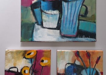 CONJUNTO DE 3 OBRAS: “MINI ART – FLORES NA JARRA – I, II E VI