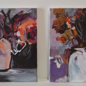 Conjunto de 2 Obras: "Mini Art - Flores na Mesa II e III"